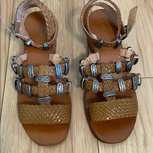 Topshop woven leather buckle sandal.